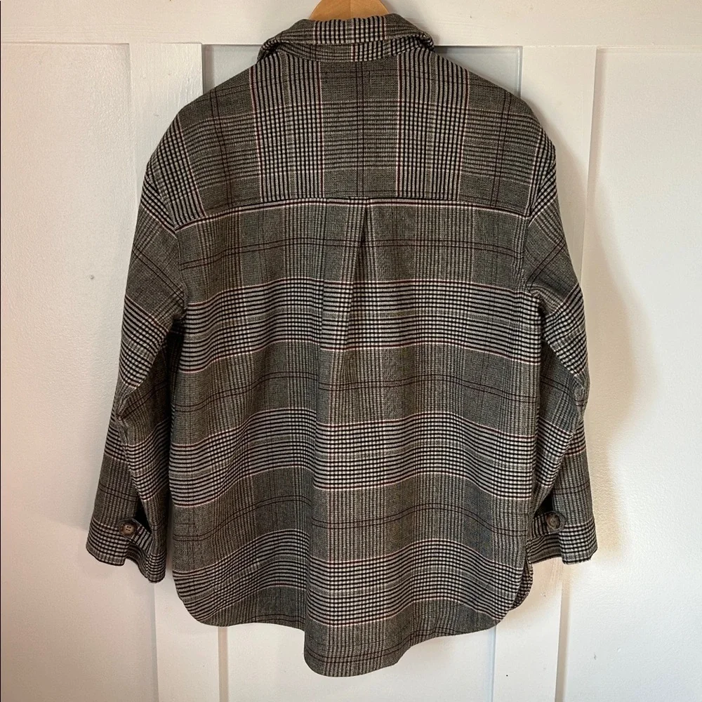 Madewell Cohancy Plaid Bonded Flannel Shirt-Jacket Gray Size Large